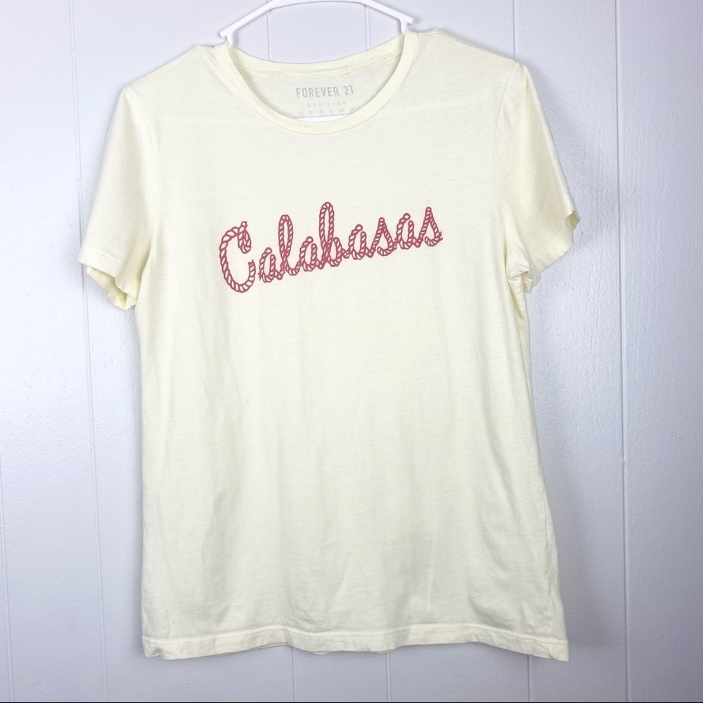 Forever 21 Light Yellow Calabasas Graphic T-shirt